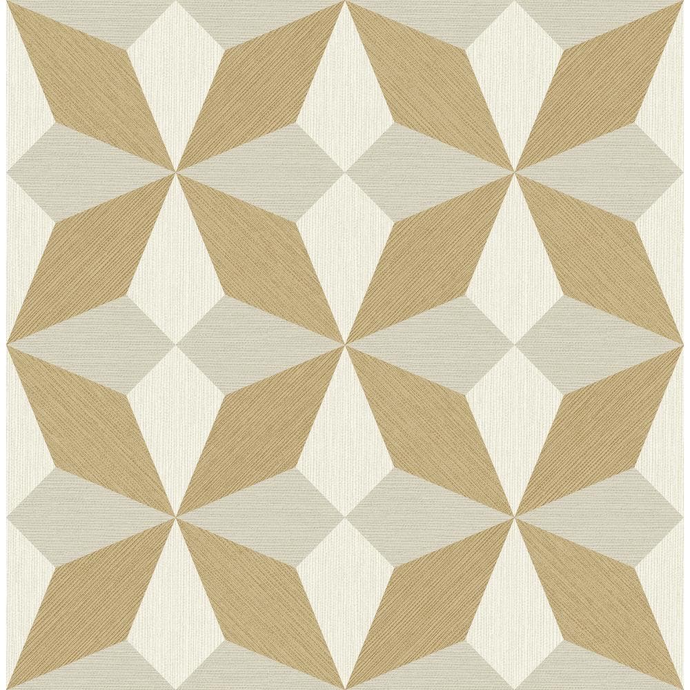 Valiant Gold Faux Grasscloth Geometric Wallpaper Roll