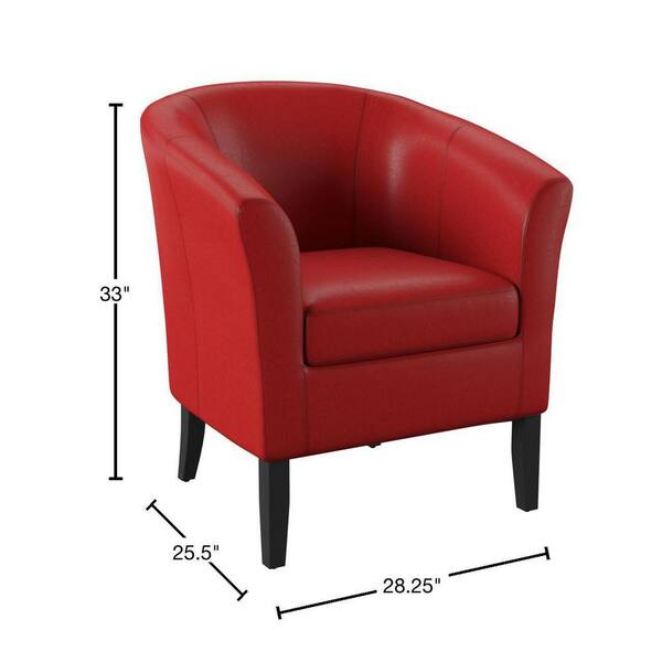 red faux leather armchair