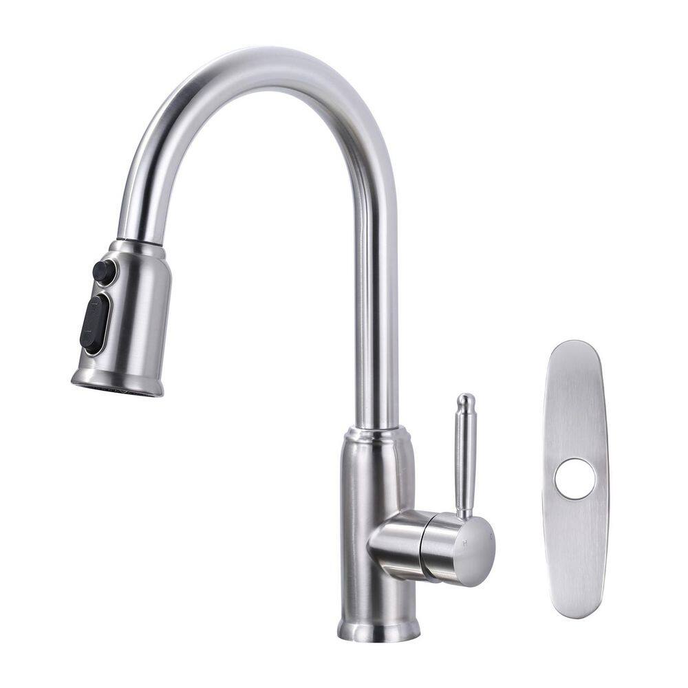 Single Handle Pull Out Sprayer Kitchen Faucet Included Deckplate in Brushed Nickel price history on PriceWatchPro