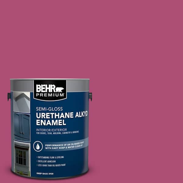 BEHR PREMIUM 1 gal. #100B-7 Hot Pink Urethane Alkyd Semi-Gloss Enamel Interior/Exterior Paint