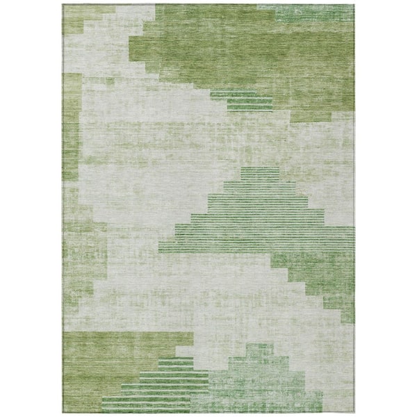 Chantille Machine Washable Indoor/Outdoor Abstract ACN1829 Sage 8 ft. x 10 ft. Accent Rug