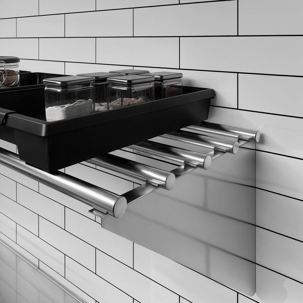 48" Stainless Steel Tubular Floating Wall Shelf with Brackets