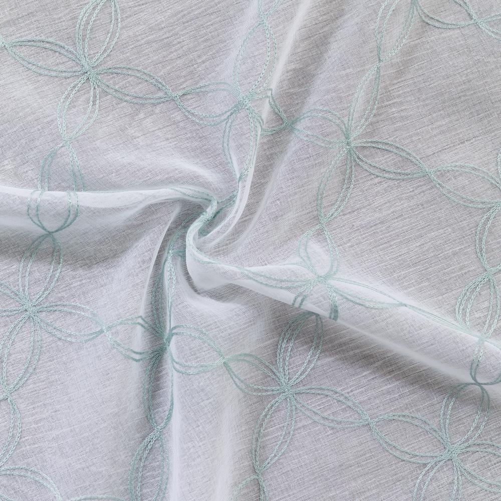 Lake Blue Sheer Polyester Embroidered Grommet Curtains 84"