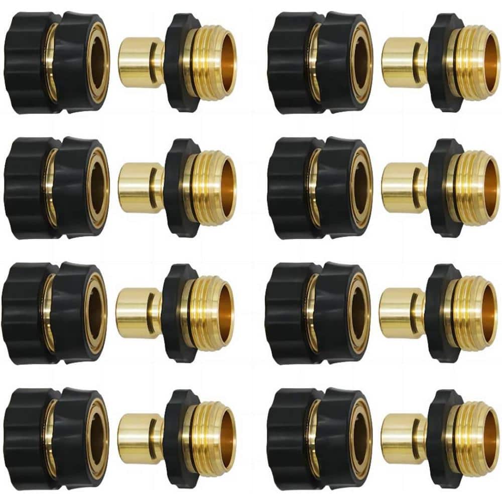 3/4 in. Garden Hose Fitting Quick Connector Male and Female Set (Set of 8)
