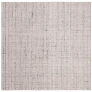 Abstract Light Gray 4 ft. x 4 ft. Striped Square Area Rug