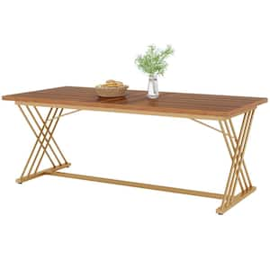 Halseey Modern Industrial Brown Wood 63 in. Trestle Dining Table, Rectangular Dinner Kitchen Table Seats 4 to 6