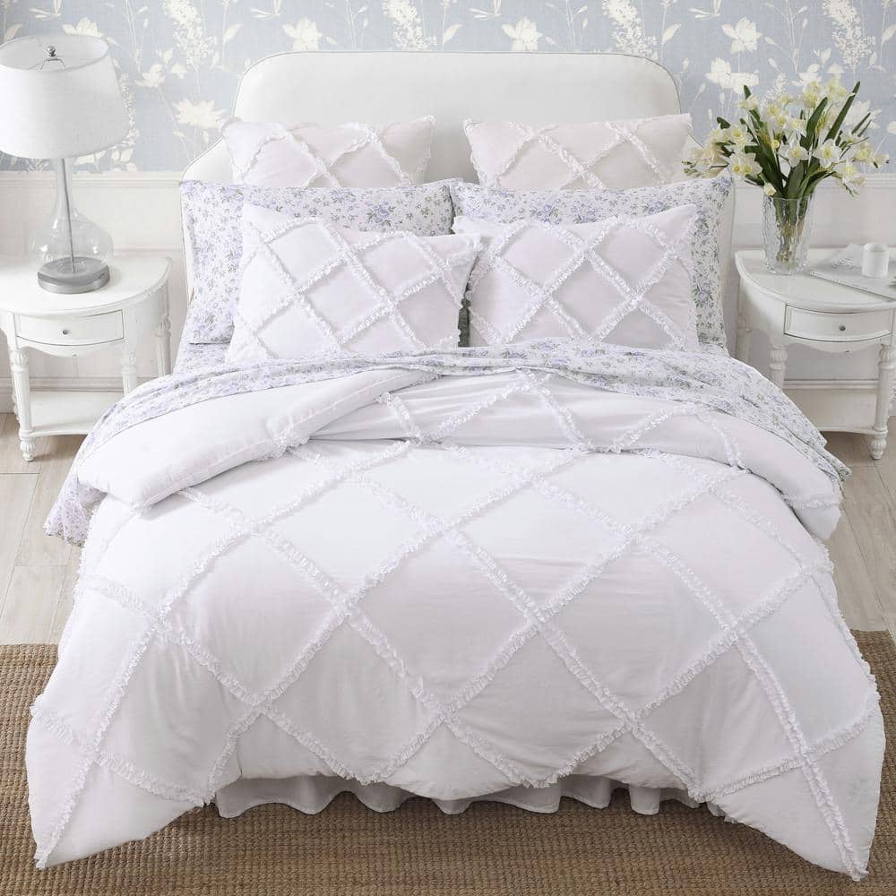 White Twin Microfiber Comforter Set with Frills