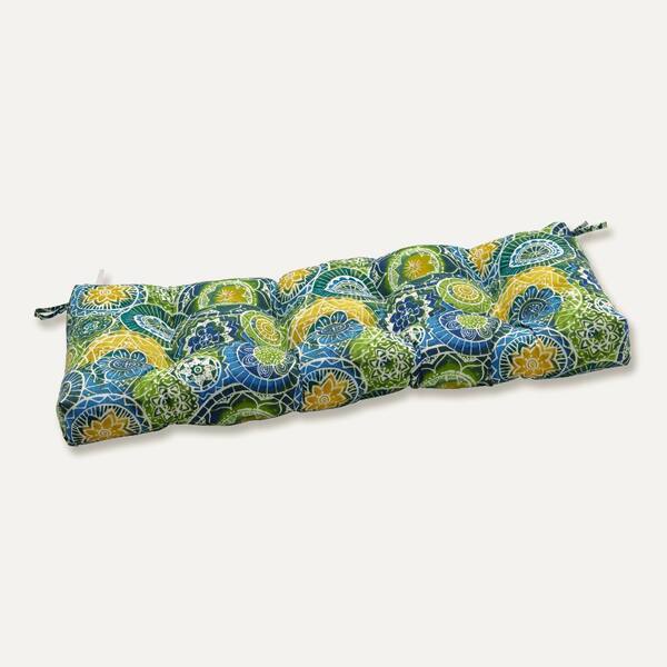 Pillow Perfect Other Rectangular Outdoor Bench Cushion in Blue