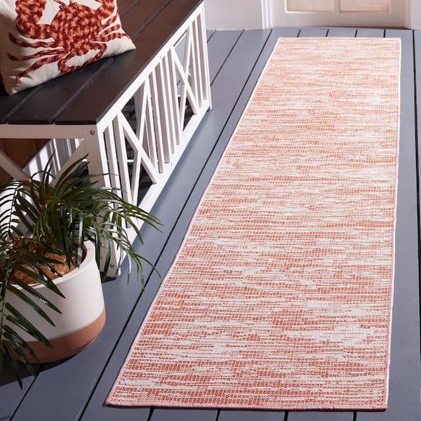 Hampton Terracotta 2 ft. x 9 ft. Abstract Distressed Indoor/Outdoor Runner Rug