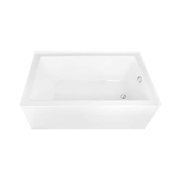 Aqua Eden 60 in. x 36 in. Acrylic Rectangular Alcove Soaking Bathtub with Right Drain in Glossy White/Polished Chrome
