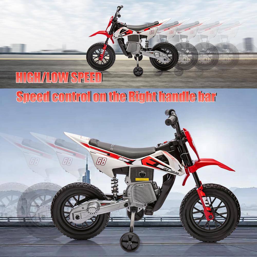 Garvee Red 12V Kids Electric Dirt Bike with Training Wheels