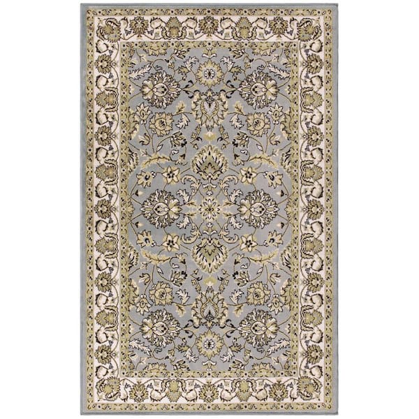 SUPERIOR Lillie Gray 4 ft. x 6 ft. Oriental Floral Polypropylene Area Rug