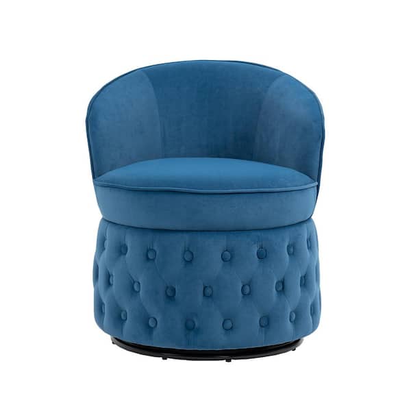 HOMEFUN Contemporary Light Blue Velvet upholstered Swivel Barrel Chair