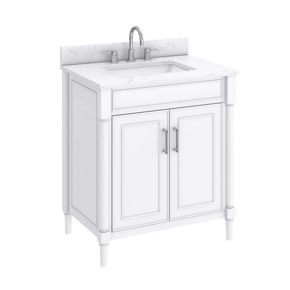 Bristol 31'' White Single Bathroom Vanity with Marble Top