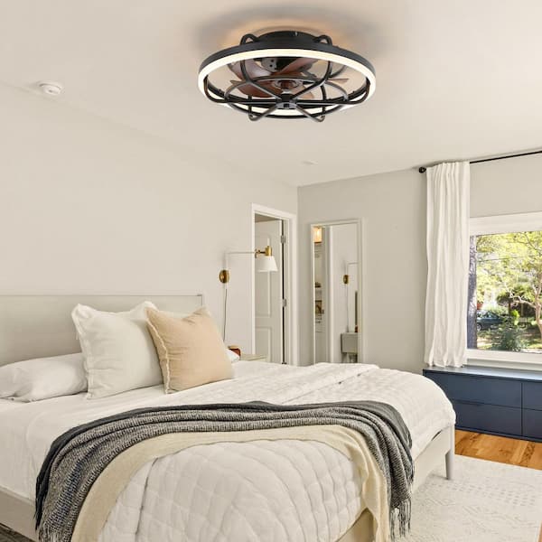 Francis 20 in. Indoor Black Flush Mounted Ceiling Fan with RGB Light and Remote Included