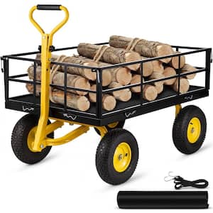 1200 lbs 0 cu. ft. Steel Garden Cart Heavy Duty with Removable Mesh Sides to Convert into Flatbed Perfect for Garden
