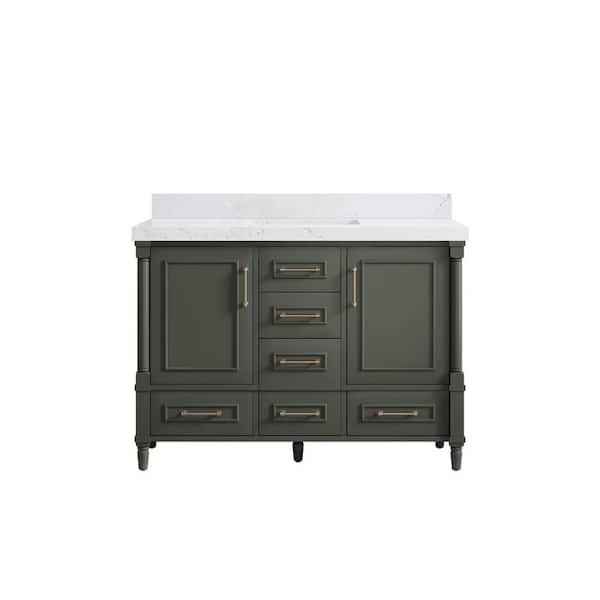 Willow Collections Hudson 48 in. W x 22 in. D x 36 in. H Bath Vanity in Pewter Green with 2 in Empira Quartz Top