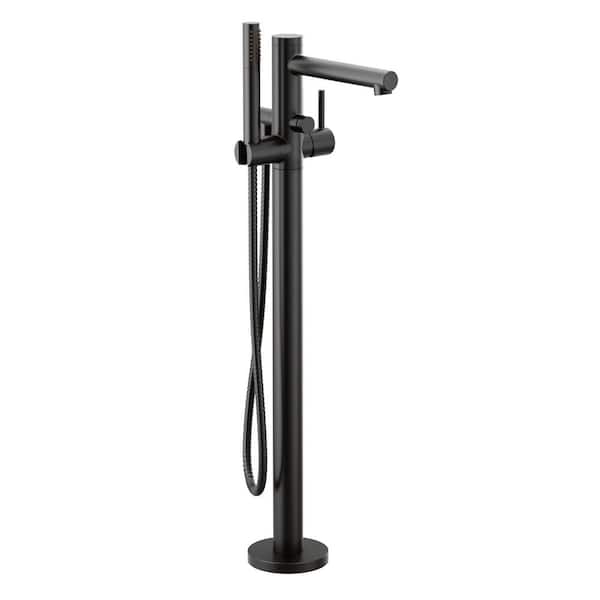 Align 1 Handle Freestanding Claw Foot Tub Faucet with Hand Shower in Matte Black