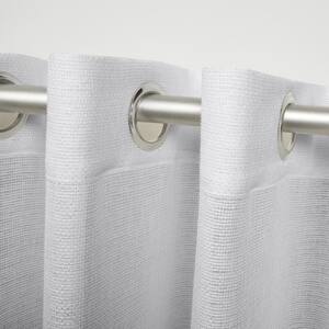 Miami Cloud Grey Solid Sheer Grommet Top Indoor/Outdoor Curtain, 54 in. W x 84 in. L (Set of 2)