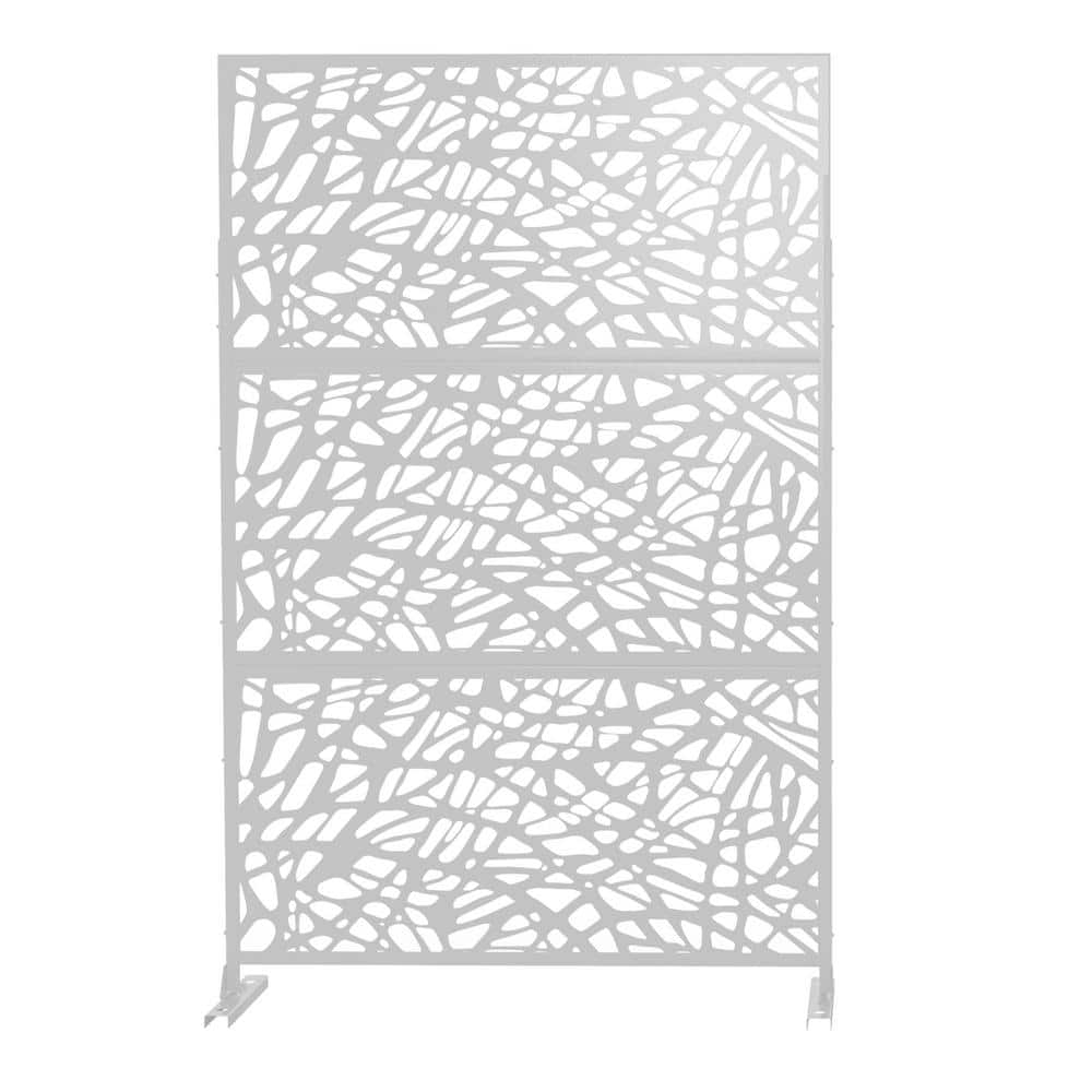 75 x 48 in. White Modern Outdoor Screen Privacy Screen with Net Patterns Wa