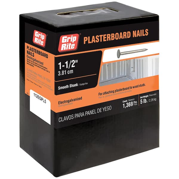 Grip-Rite #12-1/2 x 1-1/2 in. Electro-Galvanized Plasterboard Nails (5 lb. Pack)