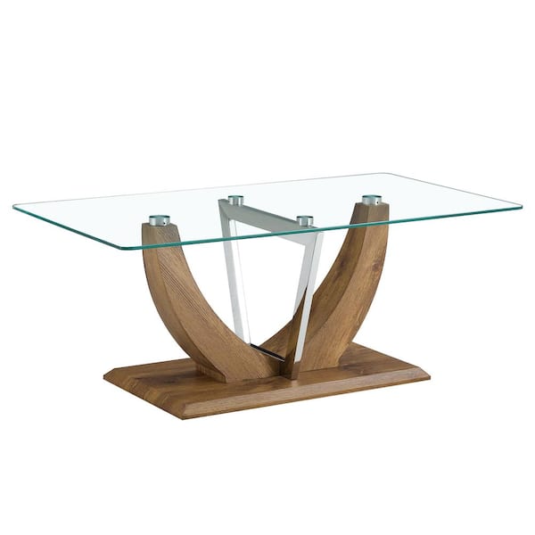 Polibi Modern 43.3 in. Transparent Rectangle Glass Coffee Table