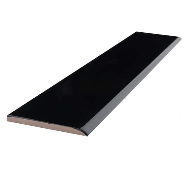 Battiscopa Glossy Black 3-1/8 in. x 17-3/4 in. Glossy Ceramic Wall Tile Trim