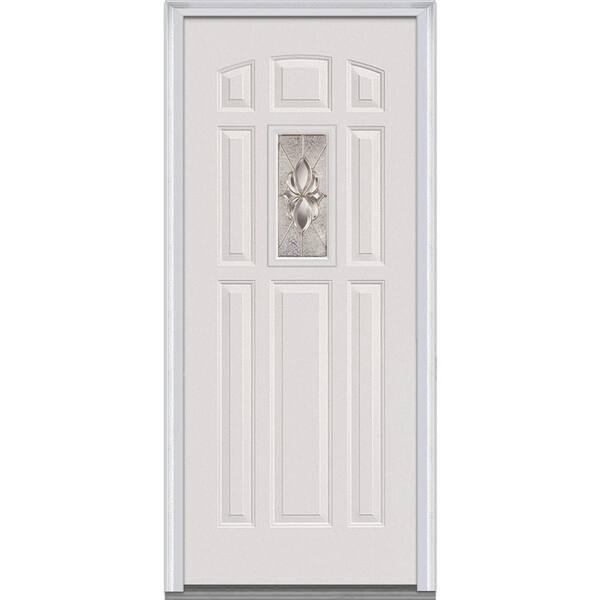 MMI Door 32 in. x 80 in. Heirloom Master Right Hand Center Lite 8-Panel Primed Steel Prehung Front Door
