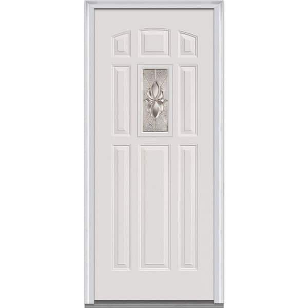 MMI Door 36 in. x 80 in. Heirloom Master Left Hand Center Lite 8-Panel Primed Steel Prehung Front Door