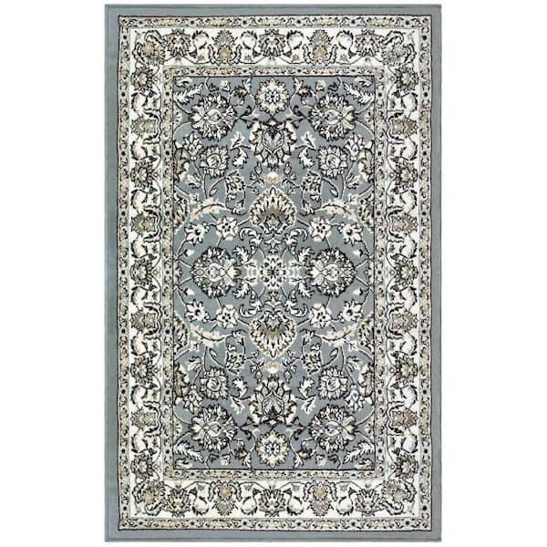 SUPERIOR Lillie Cream 3 ft. x 5 ft. Oriental Floral Polypropylene Area Rug