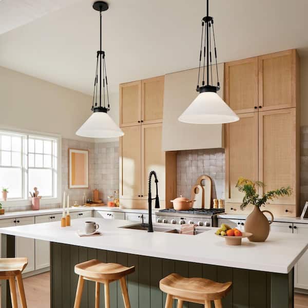 KICHLER Albers 18.25 in. 1-Light Black Modern Kitchen Island