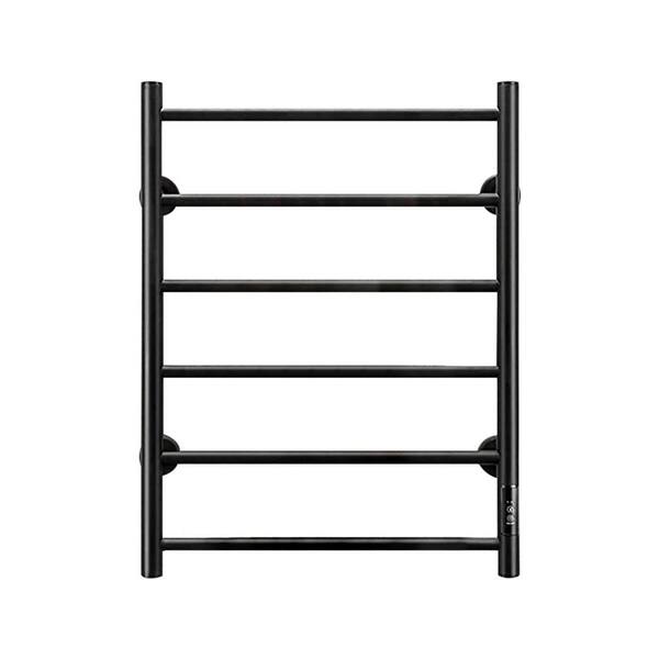 Unbranded Rapid Heating Wall Mount 6-Bar Screw-In Plug-In & Hardwire Towel Warmer Rack in Black