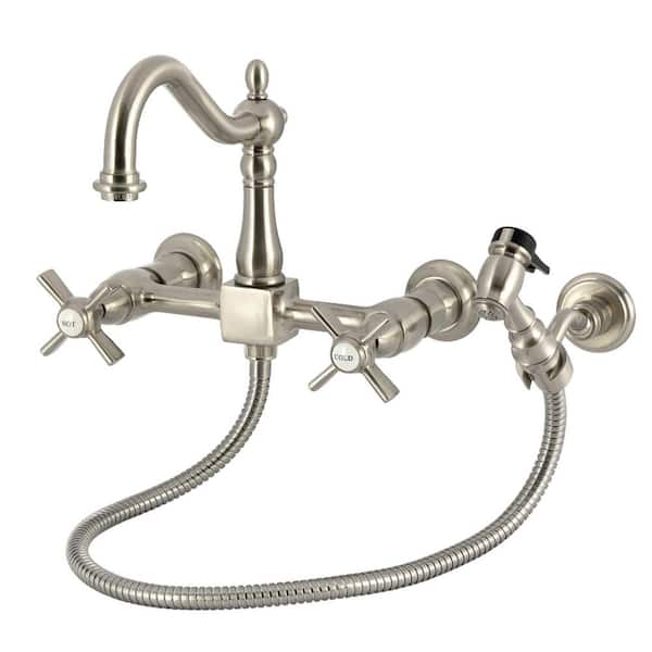 Millennium 2-Handle Wall Mount Standard Kitchen Faucet in Brushed Nickel