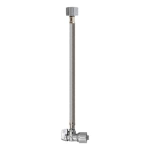 5/8 in. x 20 in. Quarter Turn Angle Valve with Quick Lock Stainless Steel Toilet Supply Line