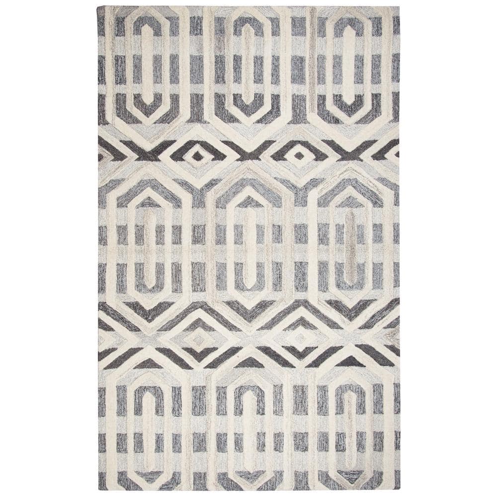 Makalu Gray/Ivory 8 ft. x 10 ft. Geometric Area Rug