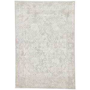 Machine Made Flint Gray 5 ft. 3 in. x 7 ft. 6 in. Abstract Area Rug