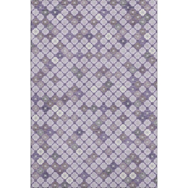 Mayfield Premium Machine Washable Abstract AMF1837 Lavender 9 ft. x 12 ft. Area Rug