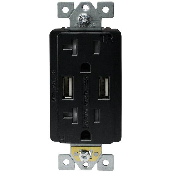 Wall Outlet charging center for USB electronics 20-3245-21U 3 AC & Dual USB Port 
