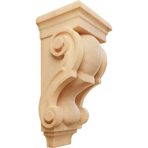 Ekena Millwork 3 in. x 3-1/2 in. x 7 in. Unfinished Wood Red Oak Small Traditional Corbel