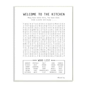 12 in. x 18 in. "Black and White Kitchen Crossword Puzzle Sign Wall Plaque Art" by Shawnda Craig