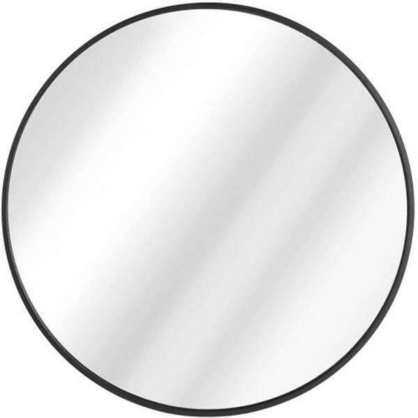 Unbranded 24 in. W x 24 in. H Small Round Metal Black Framed Anti-Fog Wall Bathroom Vanity Mirror in White