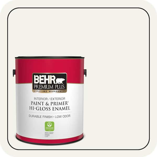 BEHR PREMIUM PLUS 1 gal. Home Decorators Collection #HDC-MD-08 Whisper White Hi-Gloss Enamel Interior/Exterior Paint & Primer