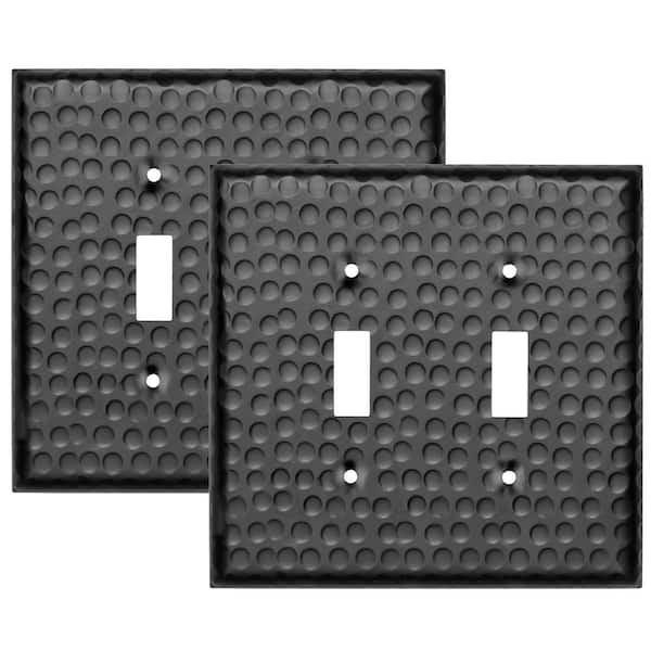 Hand Hammered 2-Gang Matte Black Toggle Metal Wall Plate (2-Pack)