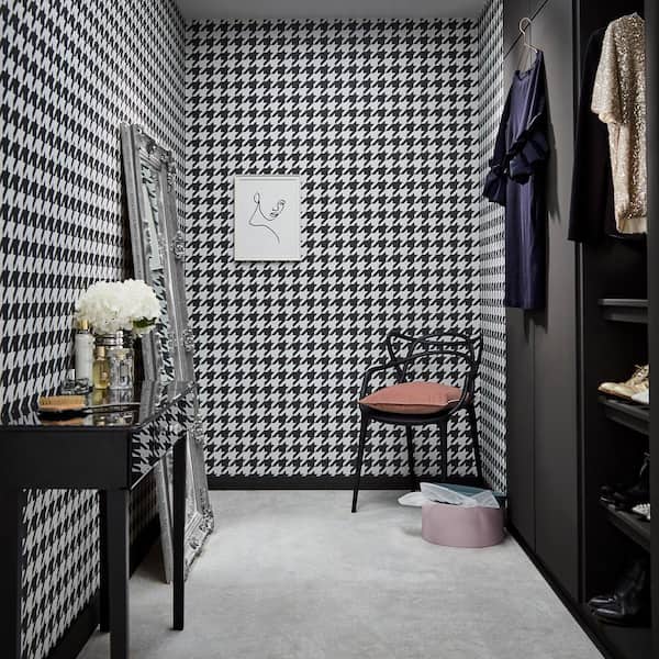 Dogtooth Texture Classic Black and White Removable Wallpaper Sample