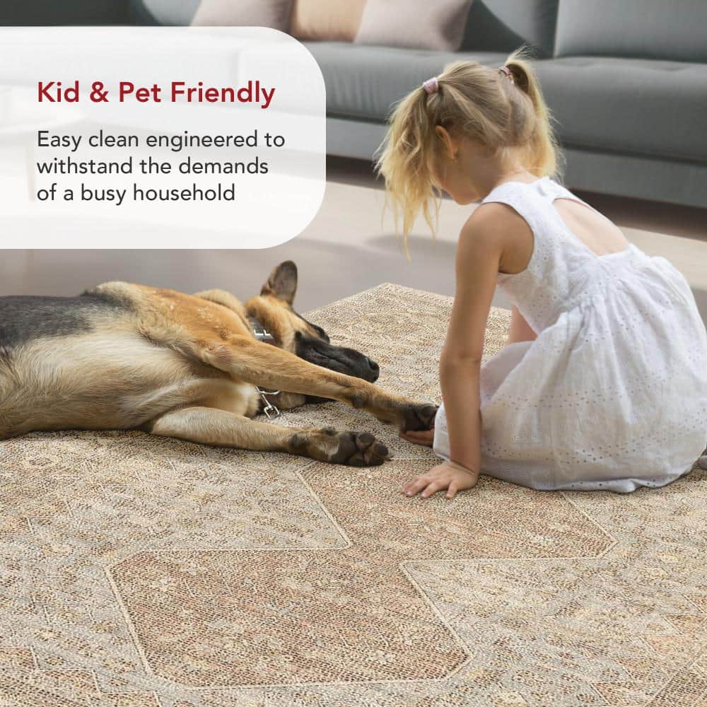 Rosia Khaki and Beige 10' x 14' Wool Blend Tasseled Area Rug