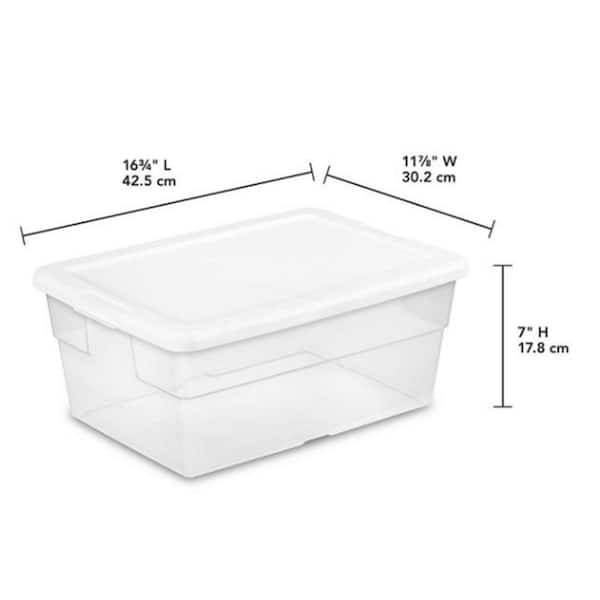 Sterilite 16428012 Storage Box with White Lid, 16 qt (Pack of 12)