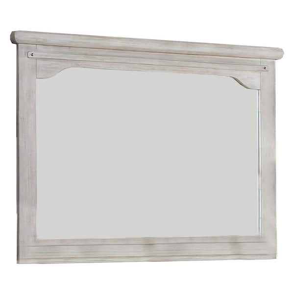 Benjara 36.25 in. x 46 in. Modern Rectangle Wooden Framed White Decorative Mirror