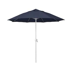 7.5 ft. Matted White Aluminum Market Patio Umbrella Fiberglass Ribs and Auto Tilt in Spectrum Indigo Sunbrella