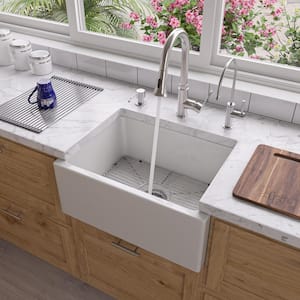 Smooth Farmhouse Apron Fireclay 24 in. Single Basin Kitchen Sink in White