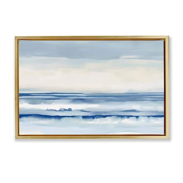 Stupell Industries Abstract Layered Beach Waves by Irena Orlov Gold Floater Frame Abstract Graphic Art Print 21 in. x 31 in.